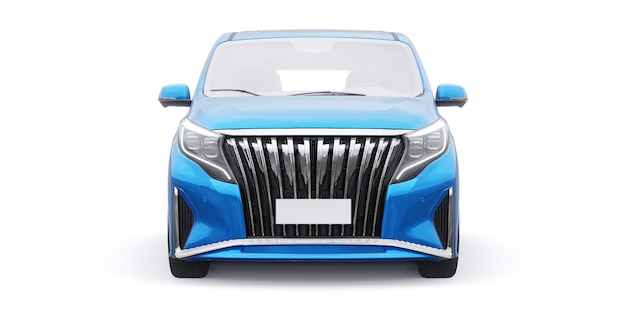 Niebieski samochód rodzinny Minivan Premium Business Car 3D illustration