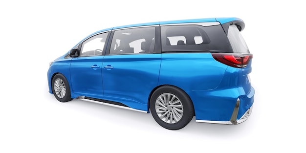 Niebieski samochód rodzinny Minivan Premium Business Car 3D illustration