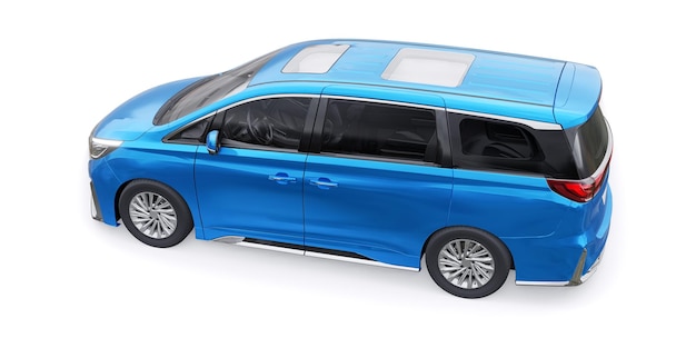 Niebieski samochód rodzinny Minivan Premium Business Car 3D illustration