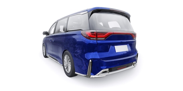 Niebieski samochód rodzinny Minivan Premium Business Car 3D illustration