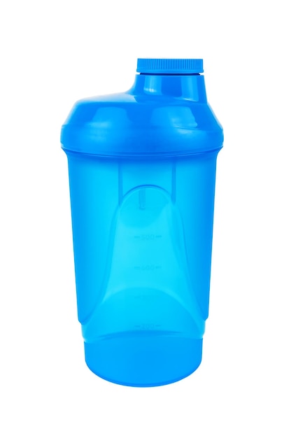 Niebieski sport shaker na białym tle