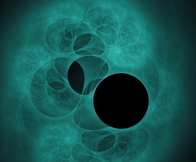 Niebieski streszczenie okrągłe krzywe i linie na czarnym tle