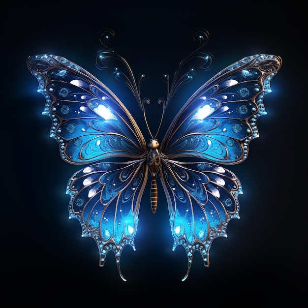 niebieski świecący motyl