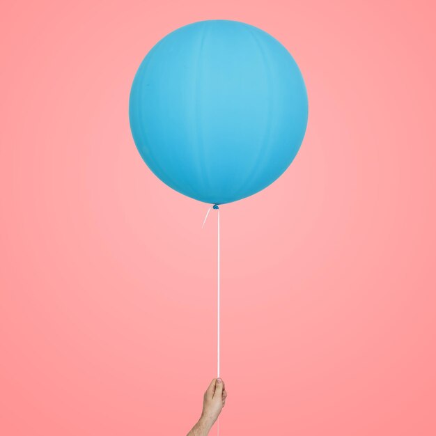 Niebieski Szczęśliwy Wakacje Latający Balon W Dłoni Człowieka
