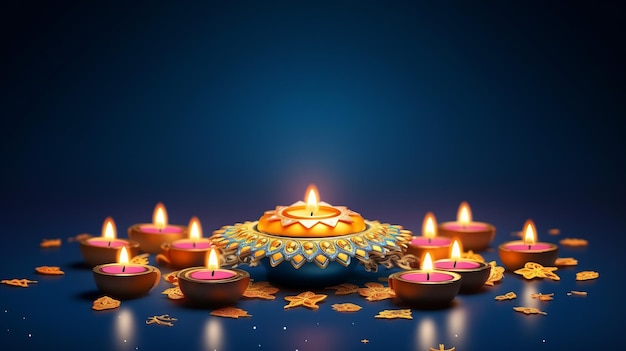 Niebieski tło lampy Diwali