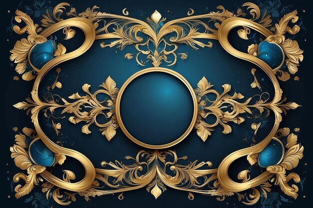 niebieskie abstrakcyjne tło z luksusowymi złotymi elementami ilustracja wektorowa