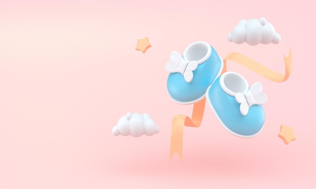Niebieskie buty noworodka ilustracja 3D