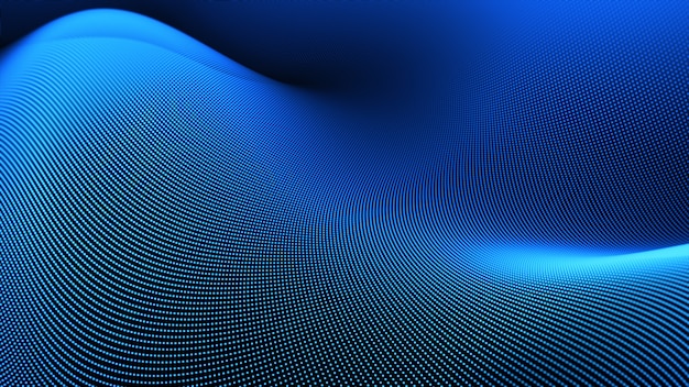 Niebieskie cząsteczki cyfrowe płyną falą