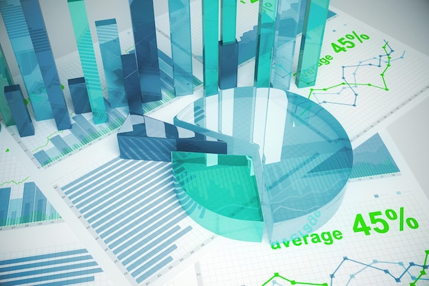 Niebieskie diagramy finansowe