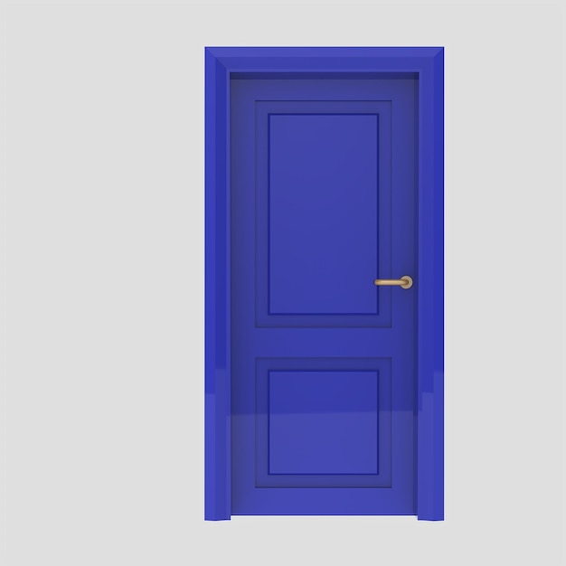 Niebieskie drewniane drzwi wewnętrzne ilustracja zestaw różnych otwartych zamkniętych na białym tle