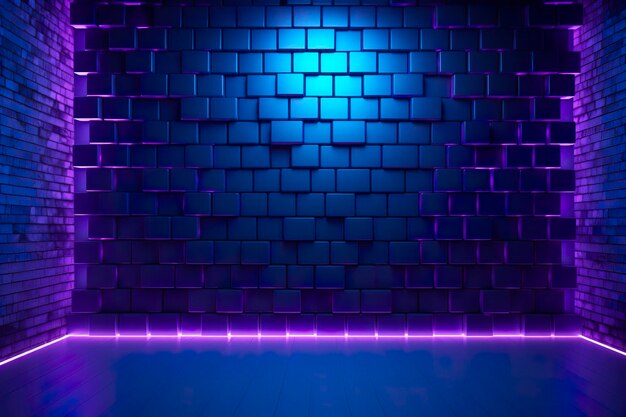 Zdjęcie niebieskie i fioletowe oświetlone panele na ścianie generatywne ai