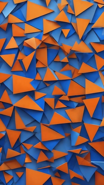 Niebieskie i pomarańczowe tło z trójkątnym wzorem