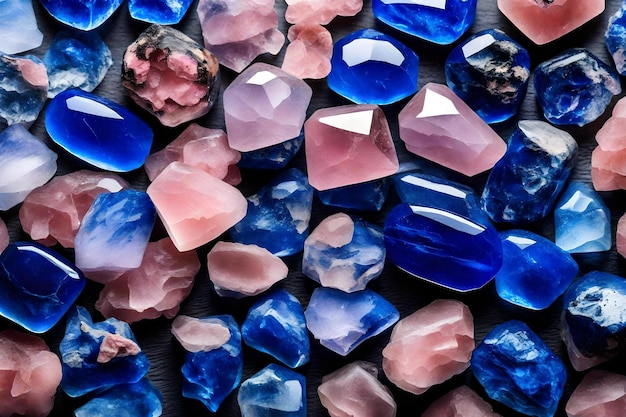 Niebieskie i różowe tło minerałów kwarcowych