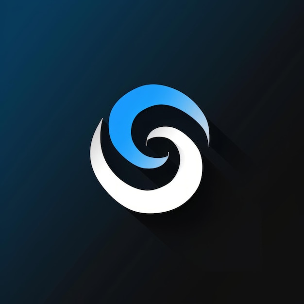 niebieskie i srebrne logo 3D na ciemno-czarnym tle kształt dla logo
