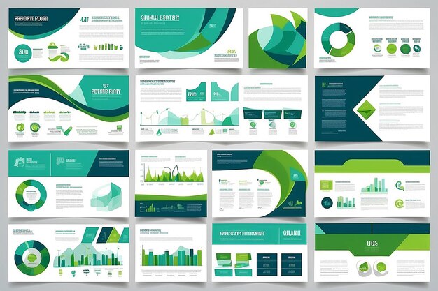 Niebieskie i zielone szablony slajdów do prezentacji abstrakcji Elementy infograficzne