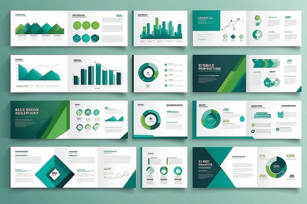 Niebieskie i zielone szablony slajdów do prezentacji abstrakcji Elementy infograficzne