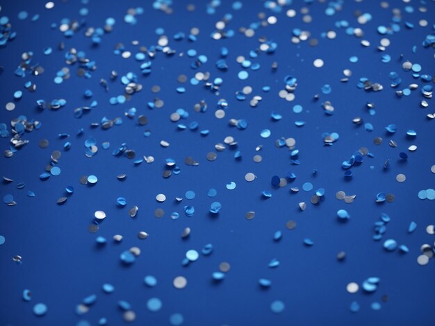 Zdjęcie niebieskie konfetti, świętowanie imprezy, blasek, abstrakcyjny wzór
