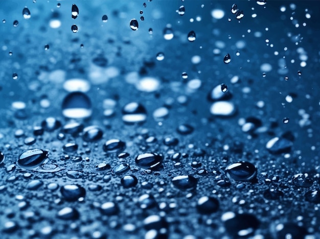 Niebieskie krople wody gruntowej w deszczu