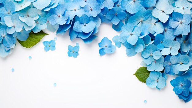 Niebieskie kwiaty na białym tle generatywna ai