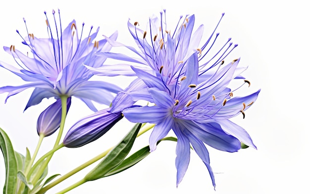 Niebieskie kwiaty na białym tle