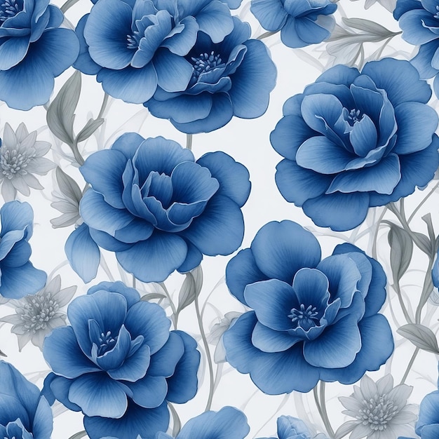 Niebieskie kwiaty na niebieskim tle