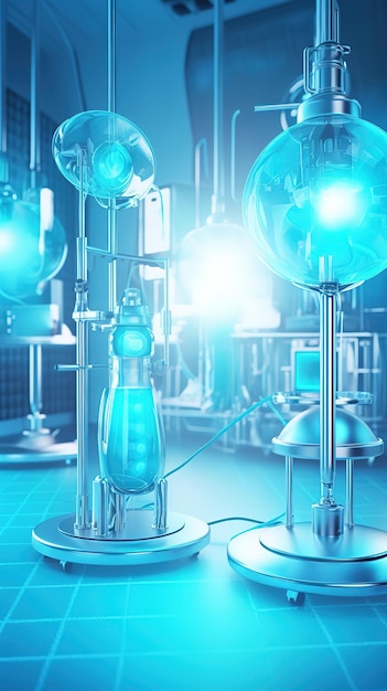 Niebieskie laboratorium z niebieskim tłem