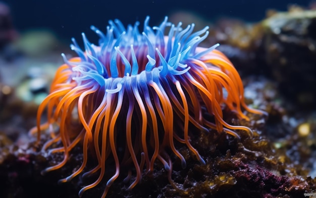 niebieskie macki anemonów morskich