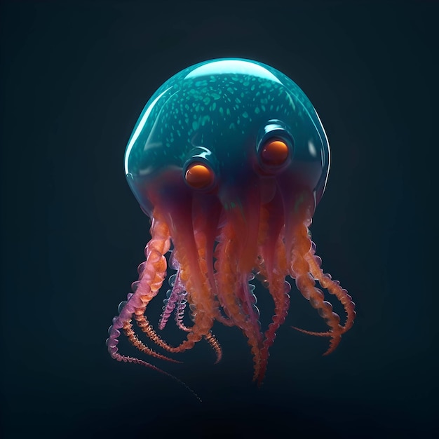 Niebieskie meduzy na ciemnym tle renderowania 3D meduzy