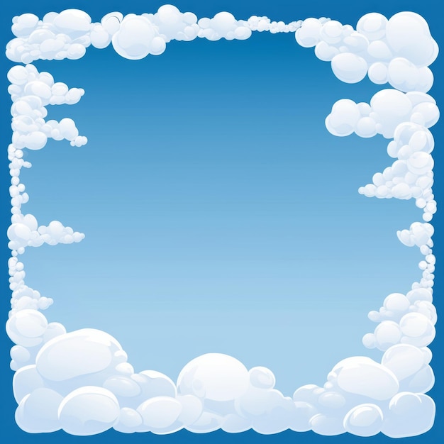Zdjęcie niebieskie niebo z chmurami w kształcie ramki