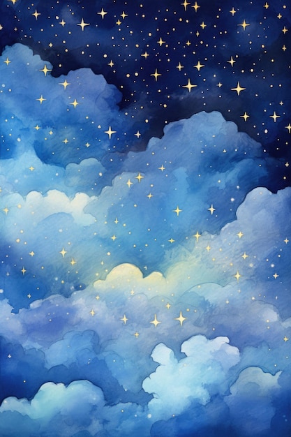 Niebieskie niebo z gwiazdami