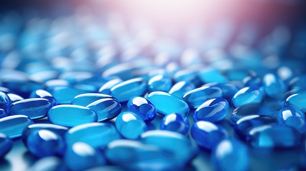 Niebieskie pigułki i tabletki medyczne Stworzone przy użyciu technologii Generative AI