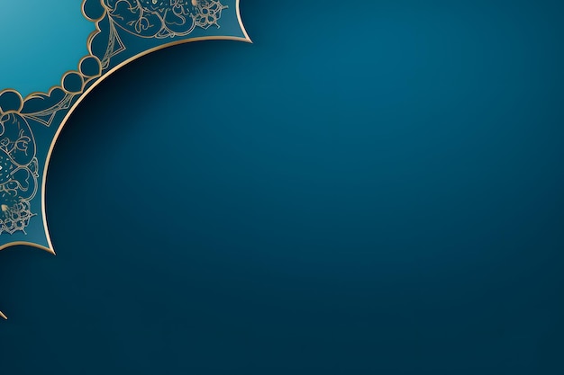 Zdjęcie niebieskie płaskie tło z islamskim ornamentem