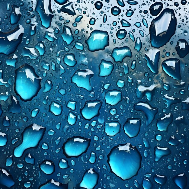Niebieskie przezroczyste kropelki wody