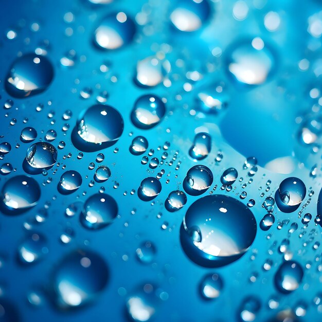 Niebieskie przezroczyste kropelki wody