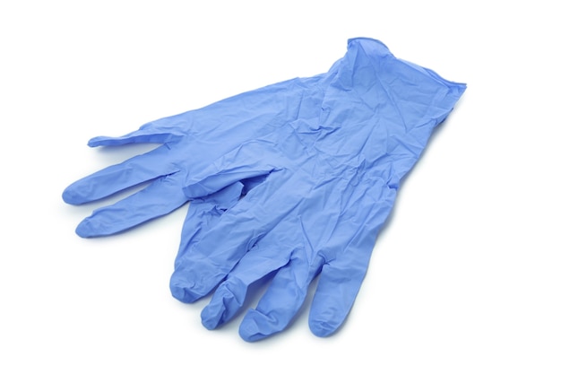 Niebieskie rękawiczki medyczne na białym tle na białym tle