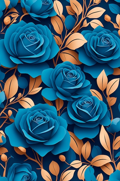 niebieskie róże wzór abstrakcyjny płaski organiczny organiczny wzór