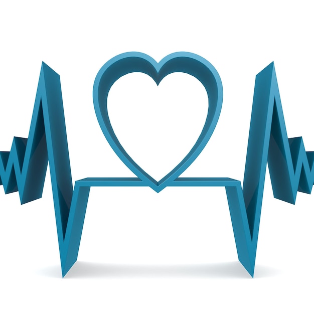 Niebieskie serce w kształcie pulsu