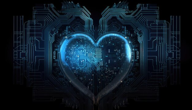Niebieskie serce zaprojektowane jako centralne przetwarzanie Centralne procesory komputerowe koncepcja CPU