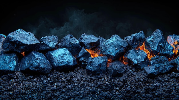 Zdjęcie niebieskie skały na szczycie kopca węgla