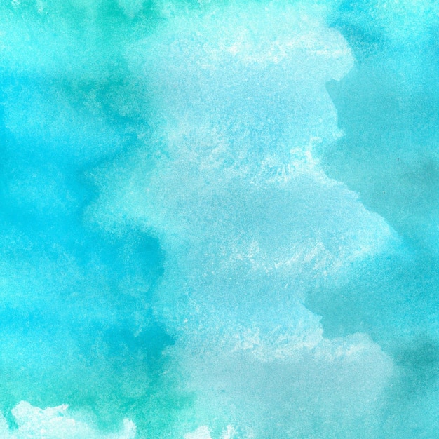 Niebieskie tło akwarela z białą chmurą.