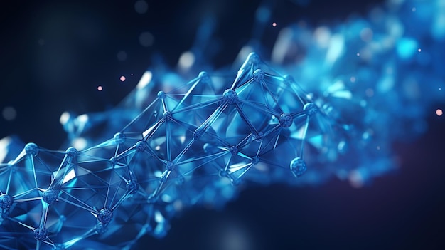 Niebieskie tło cząsteczki naukowej dla technologii nauki medycyny AI generowany obraz