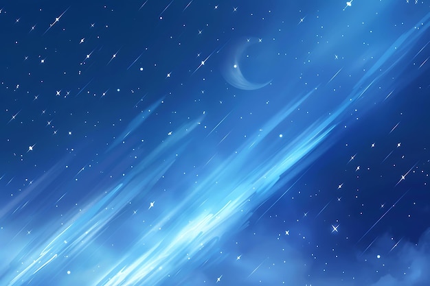 Niebieskie tło Hari Raya z księżycem i gwiazdami