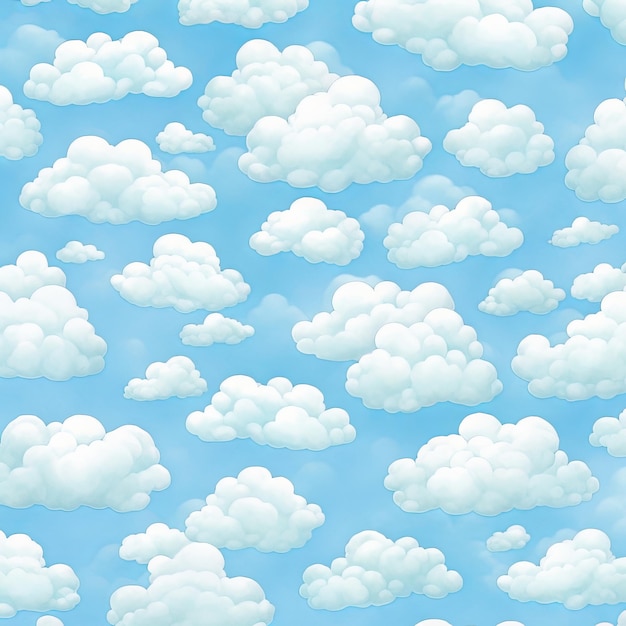 Niebieskie tło z białymi chmurami w stylu akwareli Generative AI