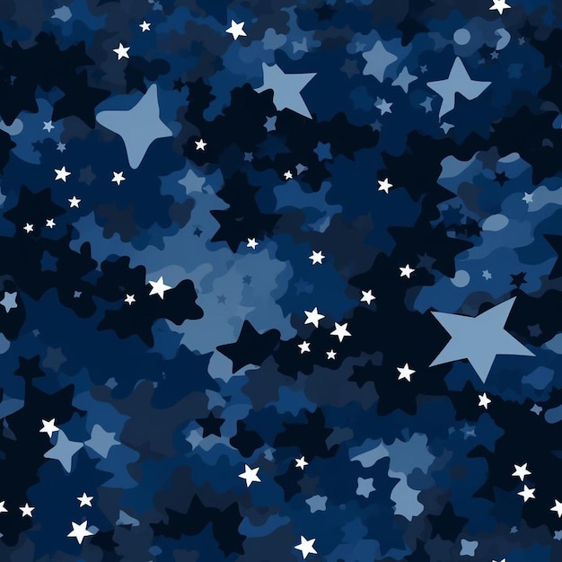 Niebieskie tło z gwiazdami i gwiazdą.