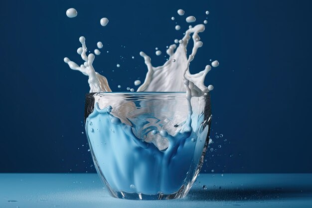Niebieskie tło z odrobiną mleka