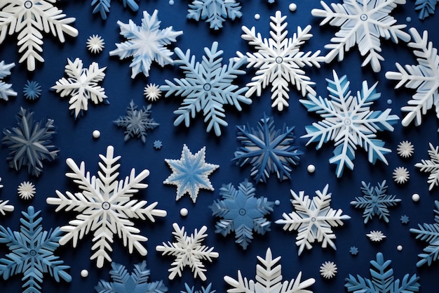 Niebieskie tło z opadającymi białymi płatkami śniegu wzór śnieżny tło nowego roku