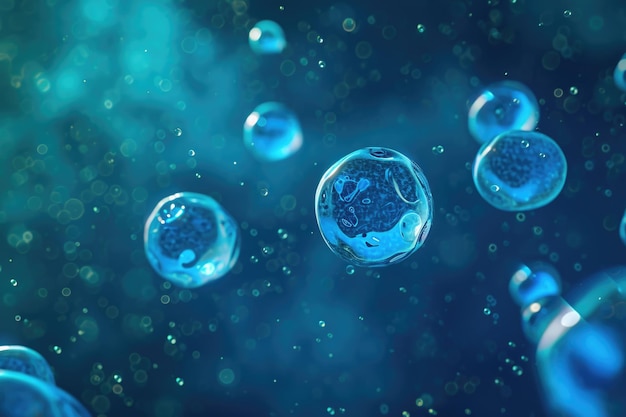 Zdjęcie niebieskie życie komórki biologia medycyna naukowe badania molekularne tło