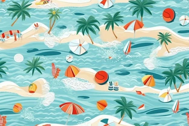niebiesko-biała plaża z palmami