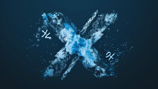 Zdjęcie niebiesko-biały abstrakcyjny akwarel litera x