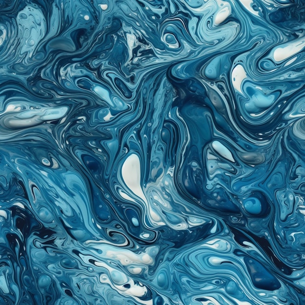 Niebiesko-biały marmurowy obraz z wzorem abstrakcyjnych kształtów.